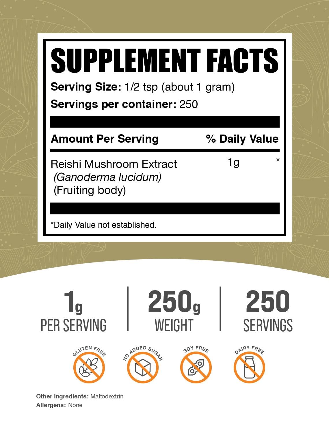 Extrait de champignon Reishi en poudre BulkSupplements avec cuillère
