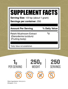 Extrait de champignon Reishi en poudre BulkSupplements avec cuillère