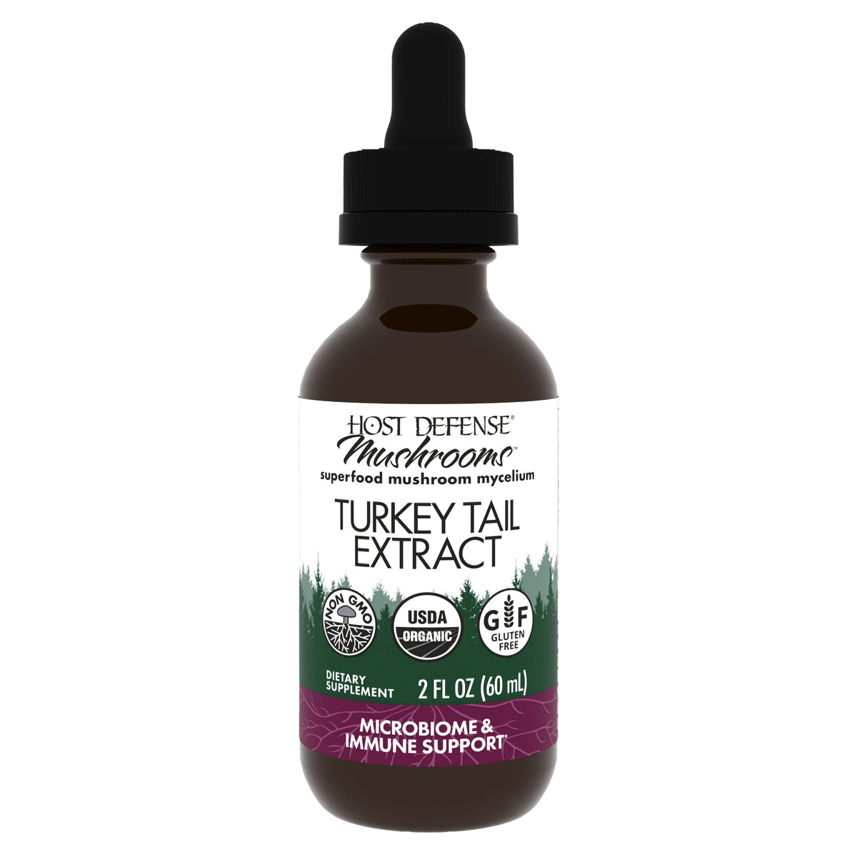 Extrait de champignon Turkey Tail Host Defense 60 ml vue de face