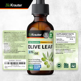 Extrait de feuille d'olive BIO KRAUTER sur un fond naturel