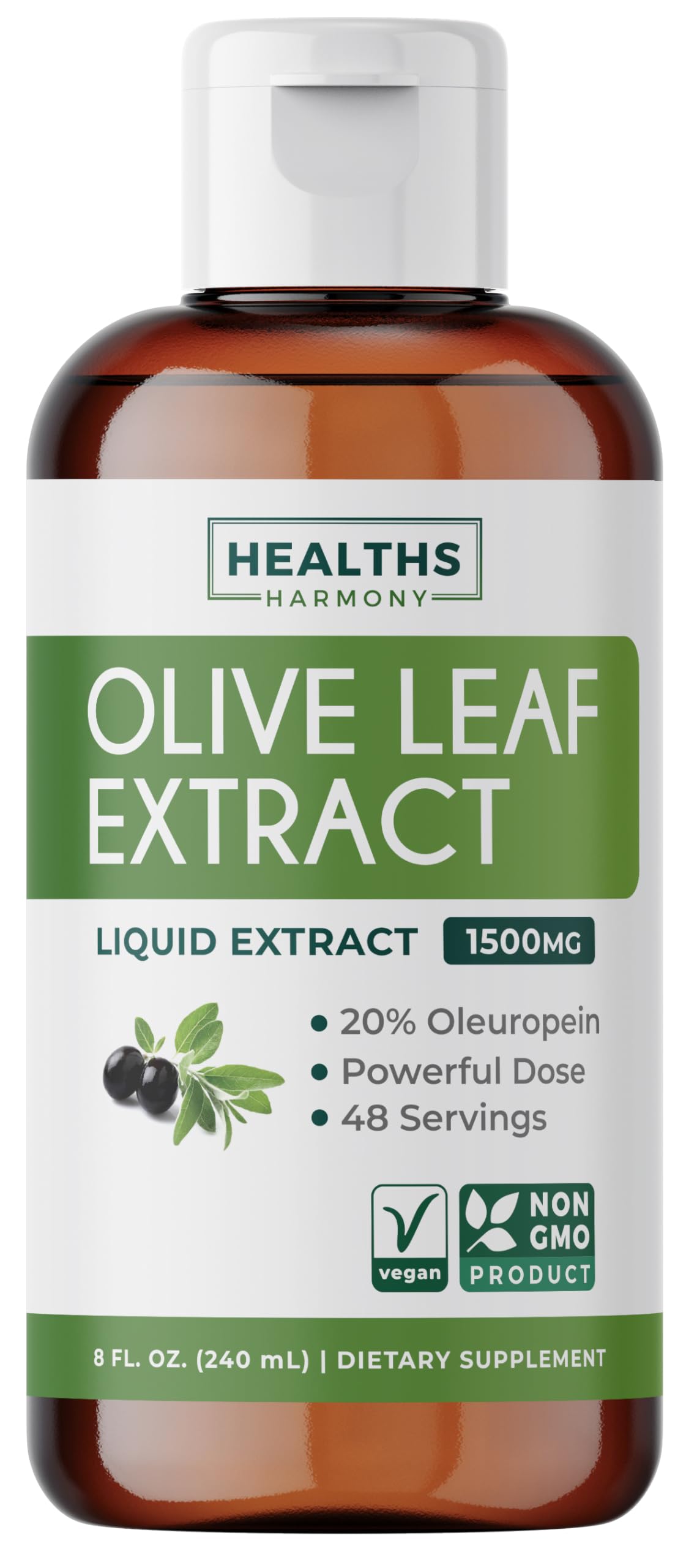 Extrait de feuille d'olive Healths Harmony 1500mg, vue avant
