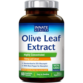 Extrait de feuille d'olive Innate Vitality 750mg capsules vue de face