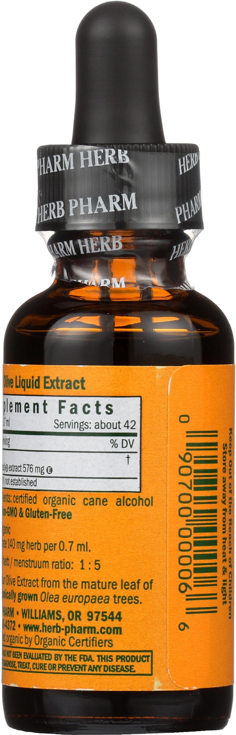 Extrait de feuille d'olivier bio Herb Pharm sur une table en bois