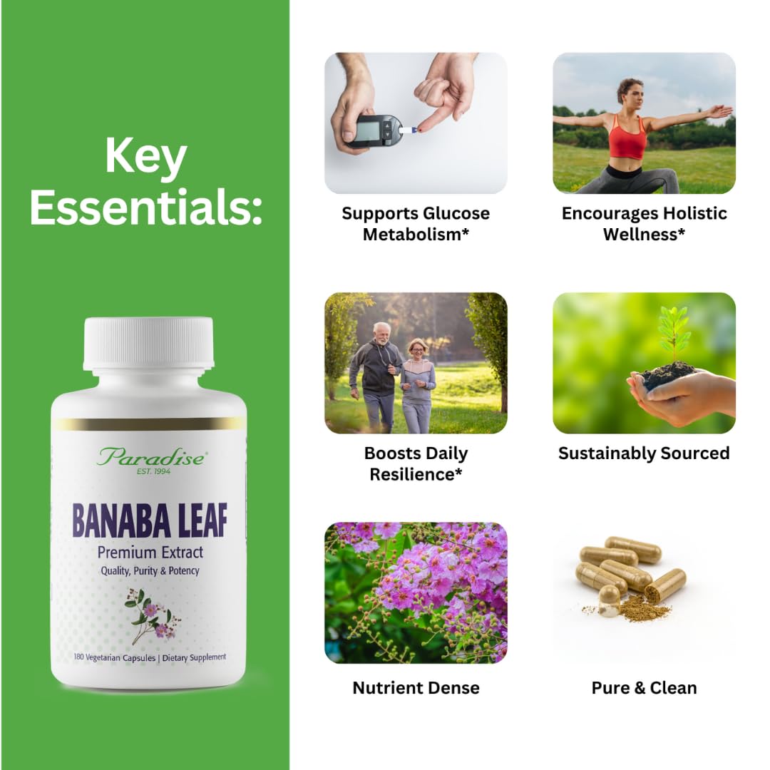 Extrait de feuille de banaba Paradise Herbs 250 mg, capsules