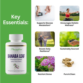 Extrait de feuille de banaba Paradise Herbs 250 mg, capsules