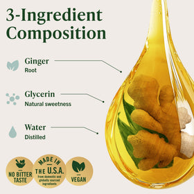 Extrait de gingembre HERBAMAMA versé dans un verre d'eau