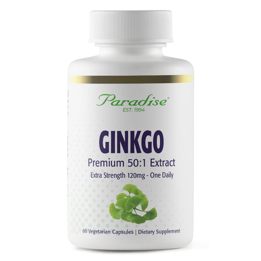 Extrait de Ginkgo Biloba Paradise Herbs 60 gélules végétales vue avant