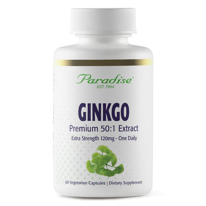 Extrait de Ginkgo Biloba Paradise Herbs 60 gélules végétales vue avant