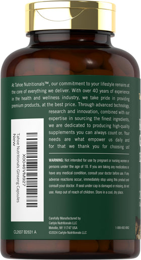 Extrait de Ginseng Coréen Tahoe Nutritionals 1500 mg en boîte