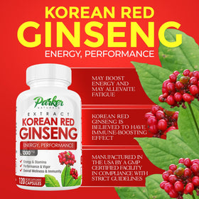 Extrait de ginseng rouge coréen Parker Naturals avec racine de gingembre et poivre noir