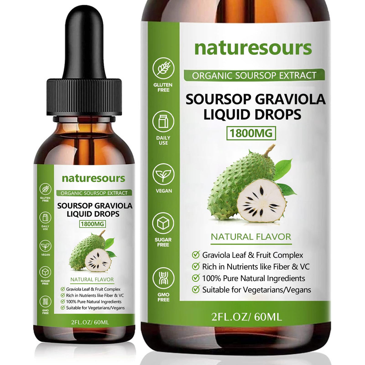 Extrait de graviola Naturesours 1800MG flacon avec compte-gouttes