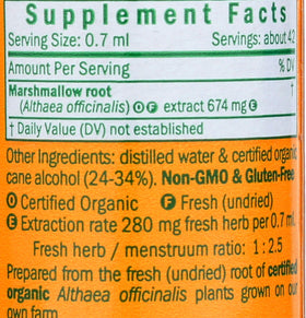 Extrait de guimauve Herb Pharm avec gouttes sur une surface en bois