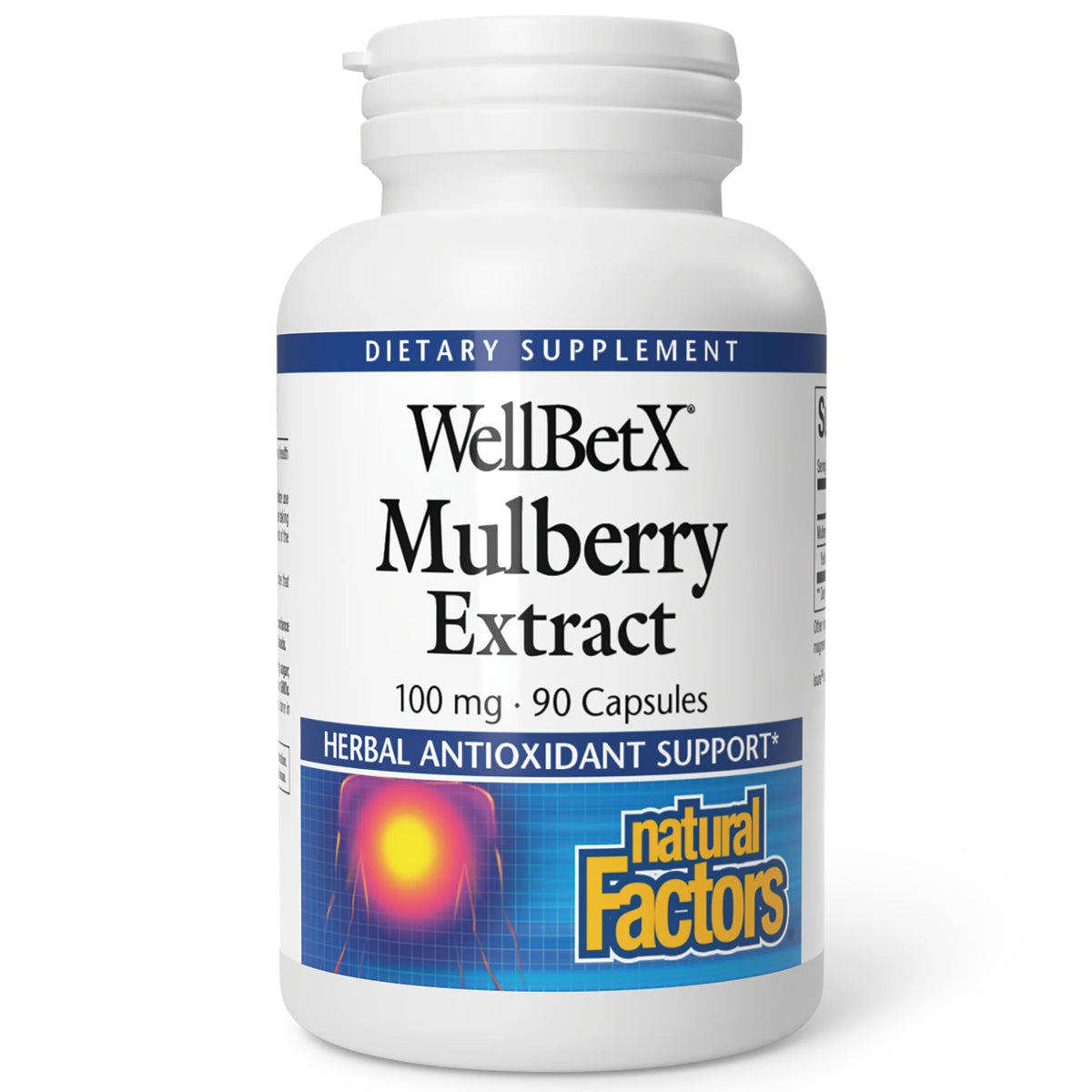 Extrait de mûrier Natural Factors 100 mg, 90 capsules, vue de face