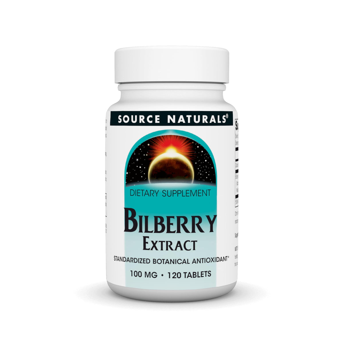Extrait de myrtille Source Naturals 100 mg comprimés vue avant