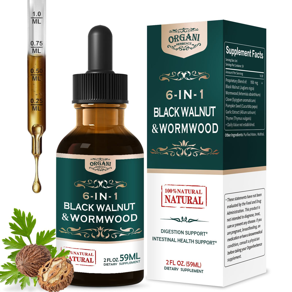 Extrait de Noix Noire et Absinthe ORGANIHERBENCE flacon avant