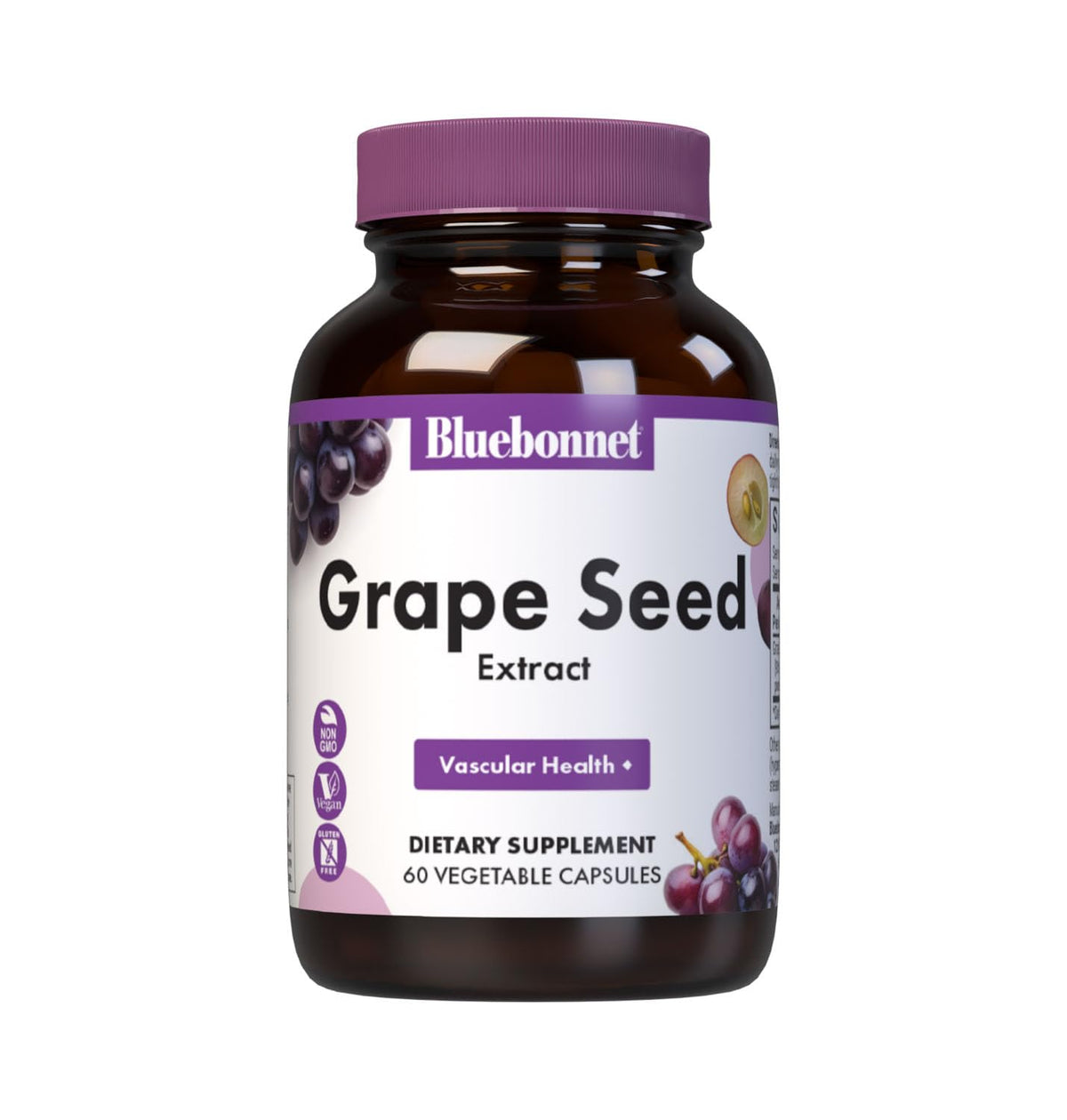 Extrait de pépin de raisin BlueBonnet 60 capsules végétales, vue avant