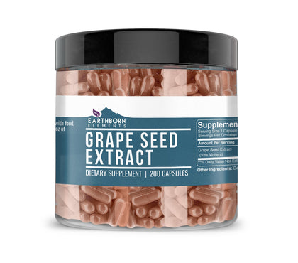 Extrait de pépin de raisin Earthborn Elements 200 capsules, vue de face