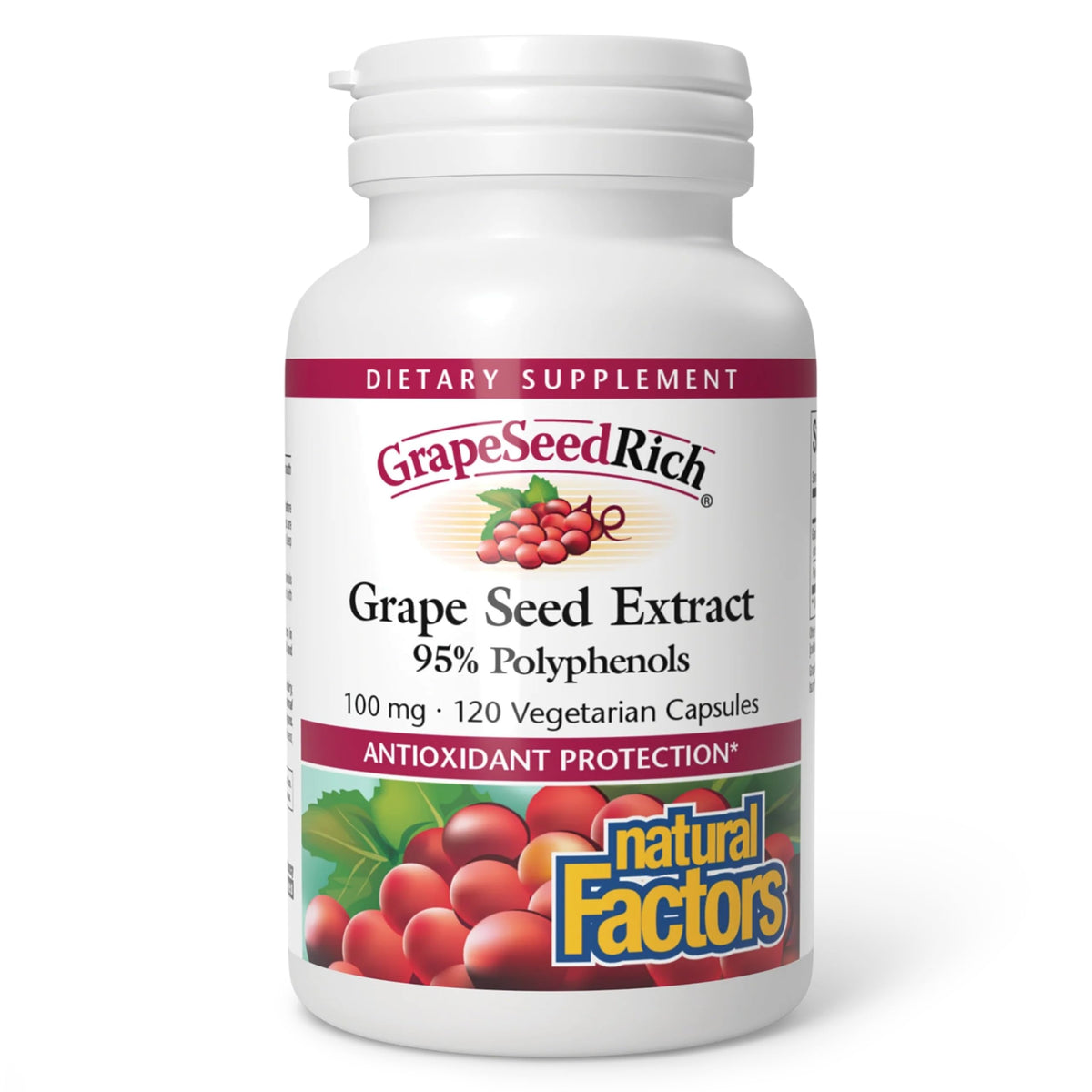 Extrait de Pépin de Raisin Natural Factors 120 Capsules vue de face
