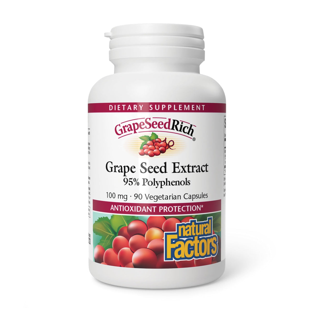 Extrait de pépins de raisin Natural Factors 100 mg 90 capsules vue de face