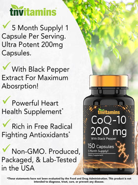 Extrait de poivre noir sur le flacon de tnvitamins CoQ-10