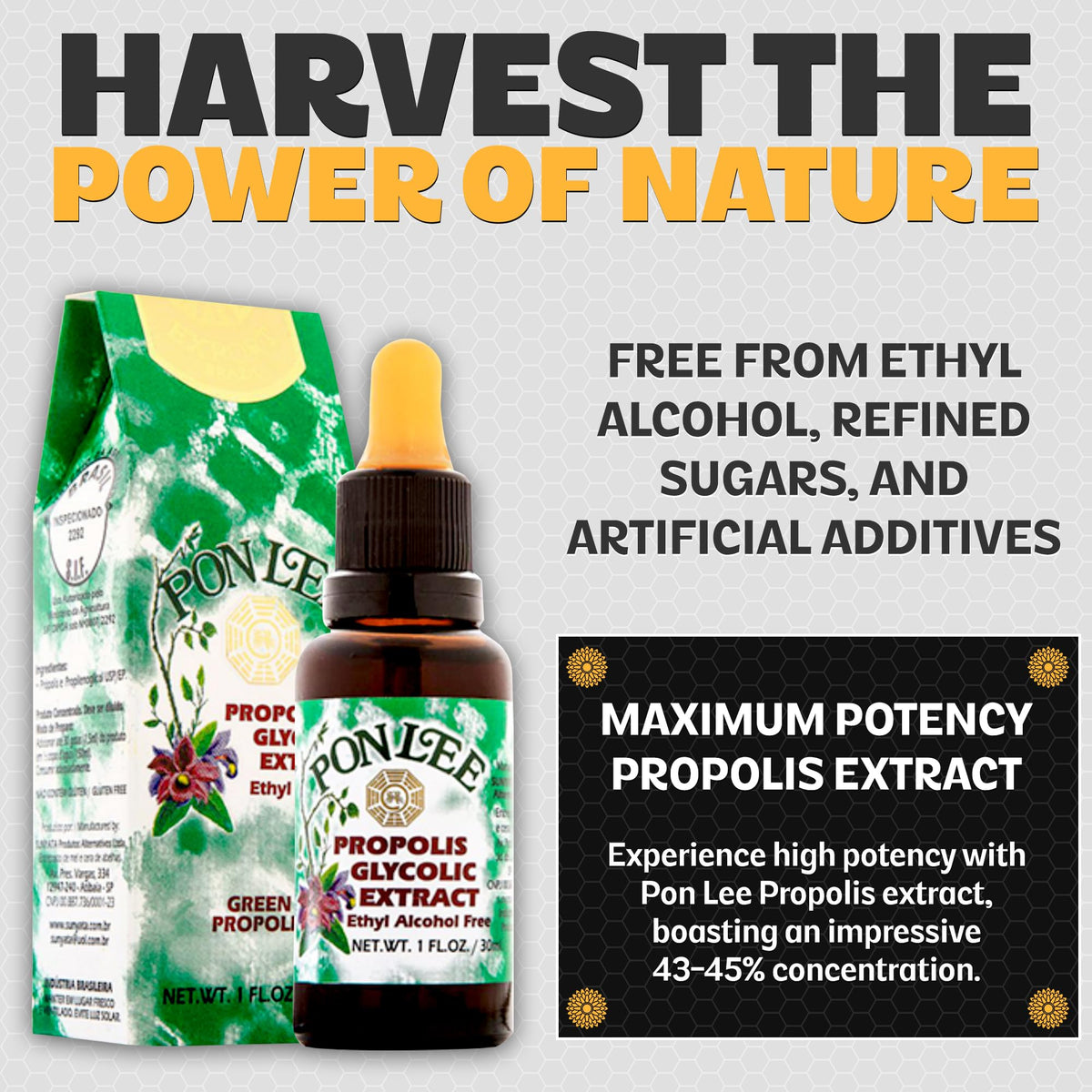 Extrait de propolis PONLEE sur une table en bois