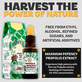 Extrait de propolis PONLEE sur une table en bois