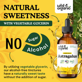 Extrait de racine d'astragale Wild & Organic sur un fond en bois
