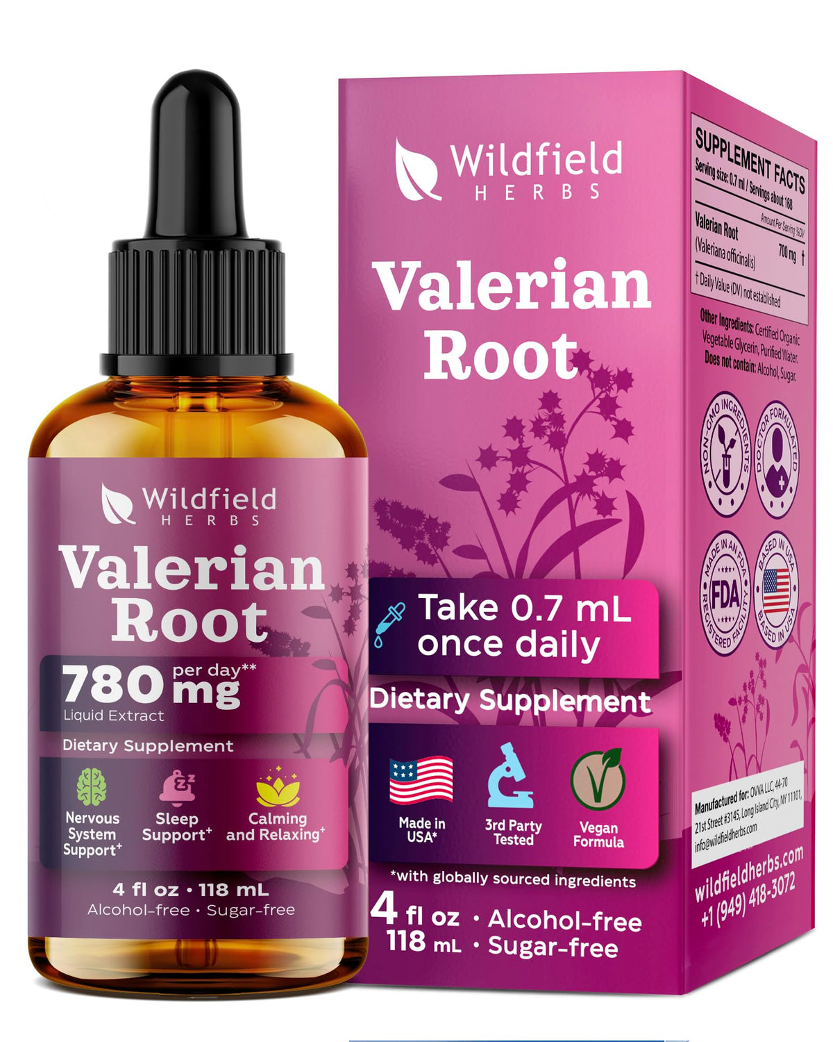 Extrait de racine de valériane WILDFIELD HERBS 120 ml vue avant