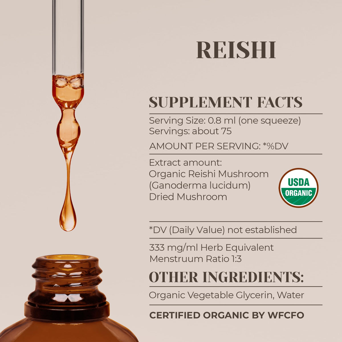 Extrait de Reishi bio Garden Organics 60 ml sur fond neutre