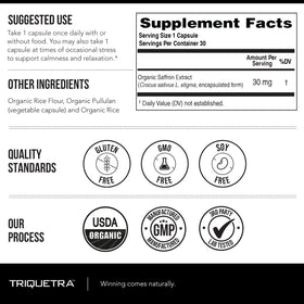 Extrait de Safran Bio Triquetra Health, sur un fond naturel