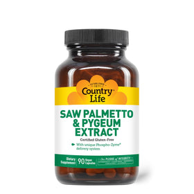 Extrait de Saw Palmetto et Pygeum près d'un verre d'eau