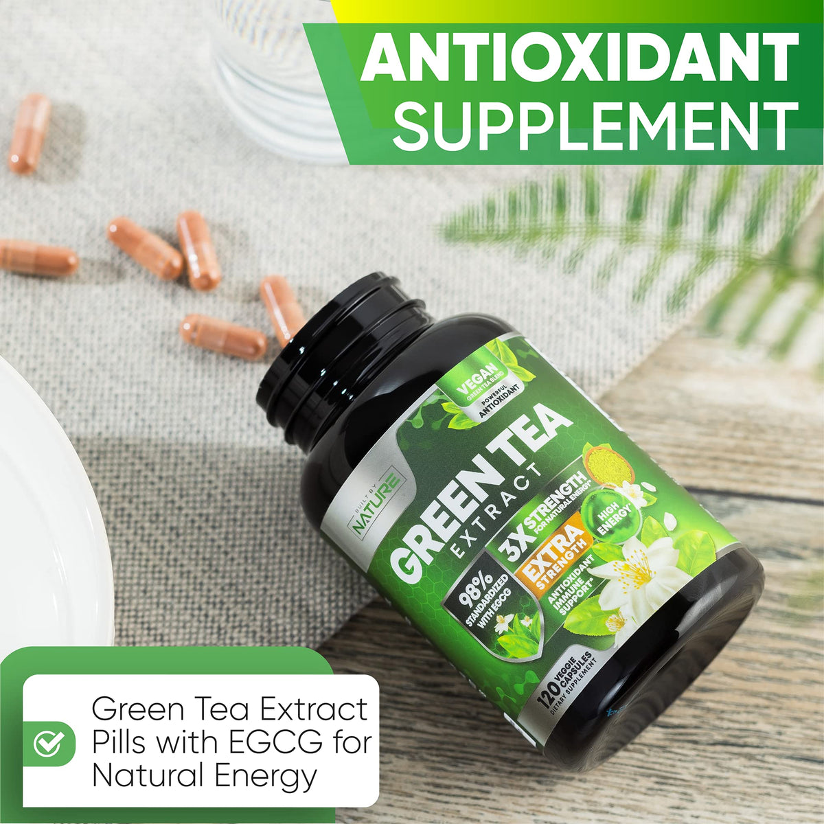 Extrait de Thé Vert 1000mg en contexte sur une table