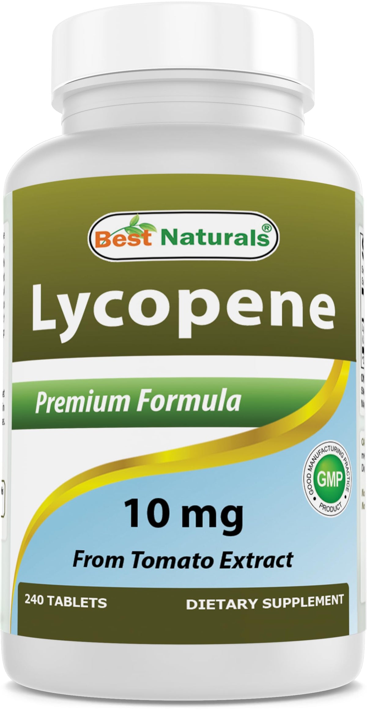 Extrait de tomate lycopène 10 mg Best Naturals, bouteille frontale