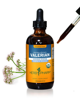 Extrait de Valériane Herb Pharm 4 oz, vue avant avec étiquette