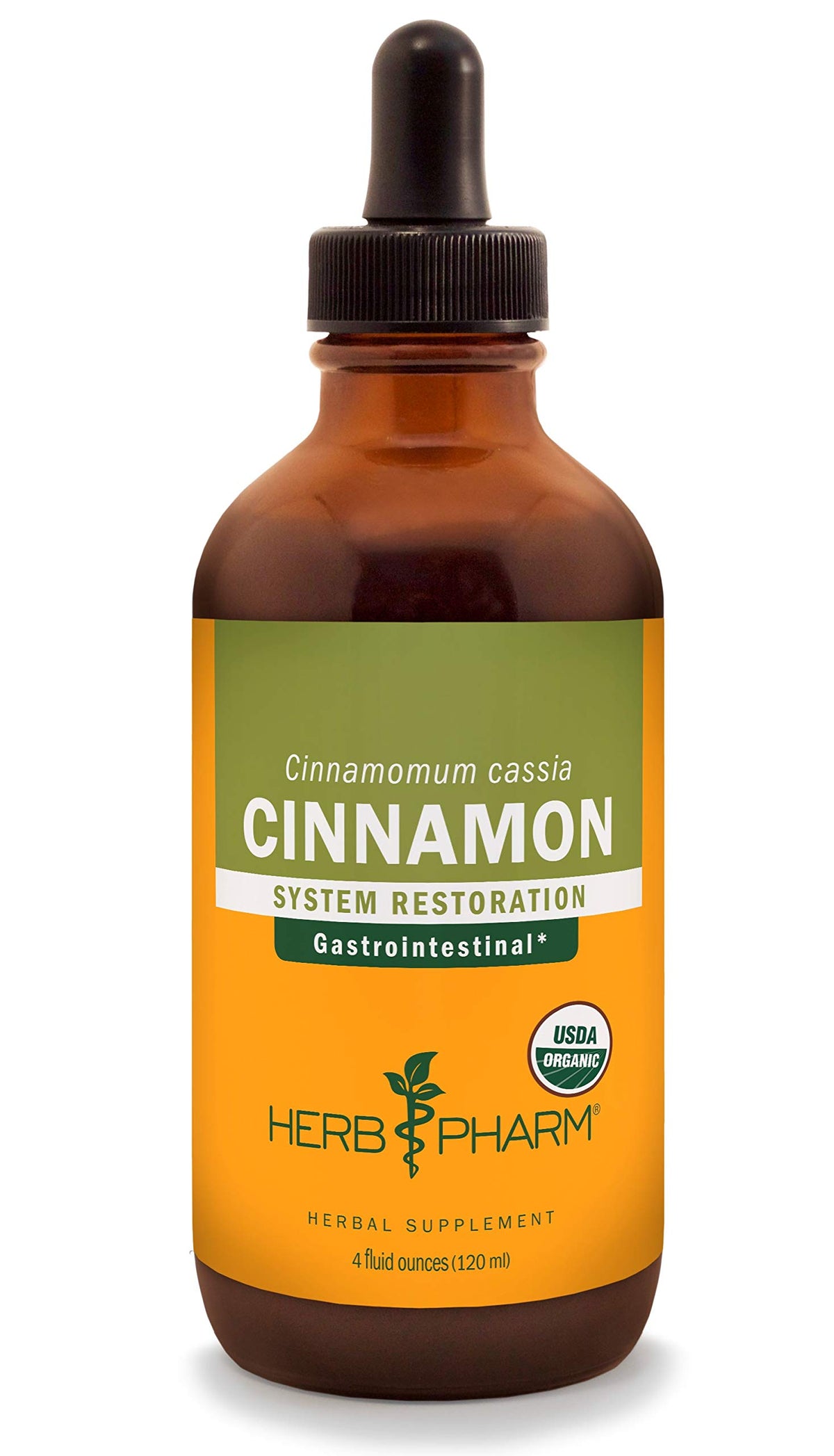 Extrait liquide de cannelle Herb Pharm 120 ml, vue avant avec étiquette