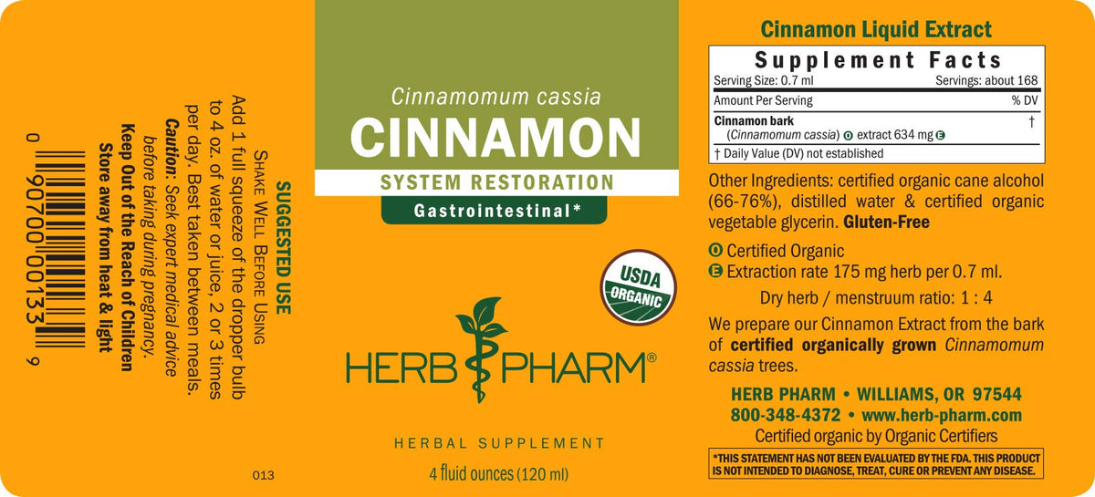 Extrait liquide de cannelle Herb Pharm avec gouttelette dosette
