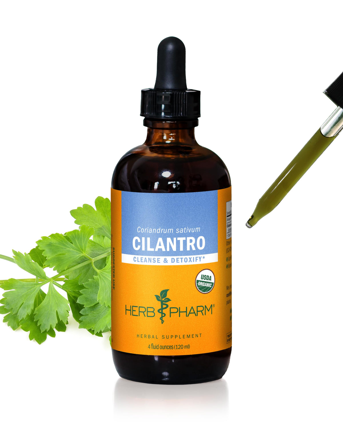 Extrait liquide de coriandre bio Herb Pharm 118 ml, vue de face
