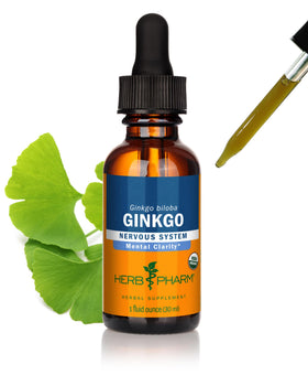 Extrait liquide de Ginkgo biloba Herb Pharm 30 ml vue de face