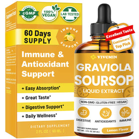 Extrait liquide de graviola 2 Fl Oz de vivcmin avec étiquette citron