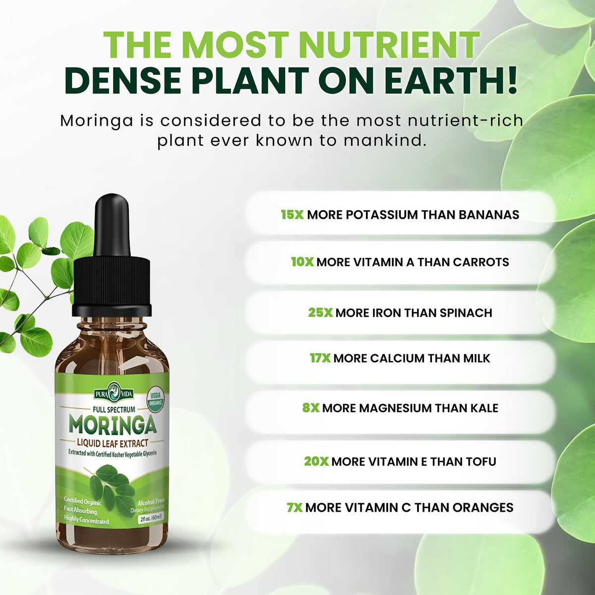 Extrait liquide de Moringa avec des ingrédients naturels
