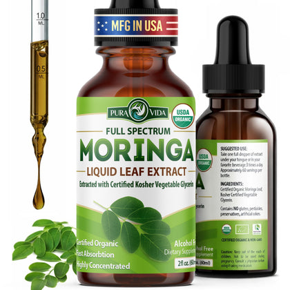 Extrait liquide de Moringa PURA VIDA 145g avec étiquette bio