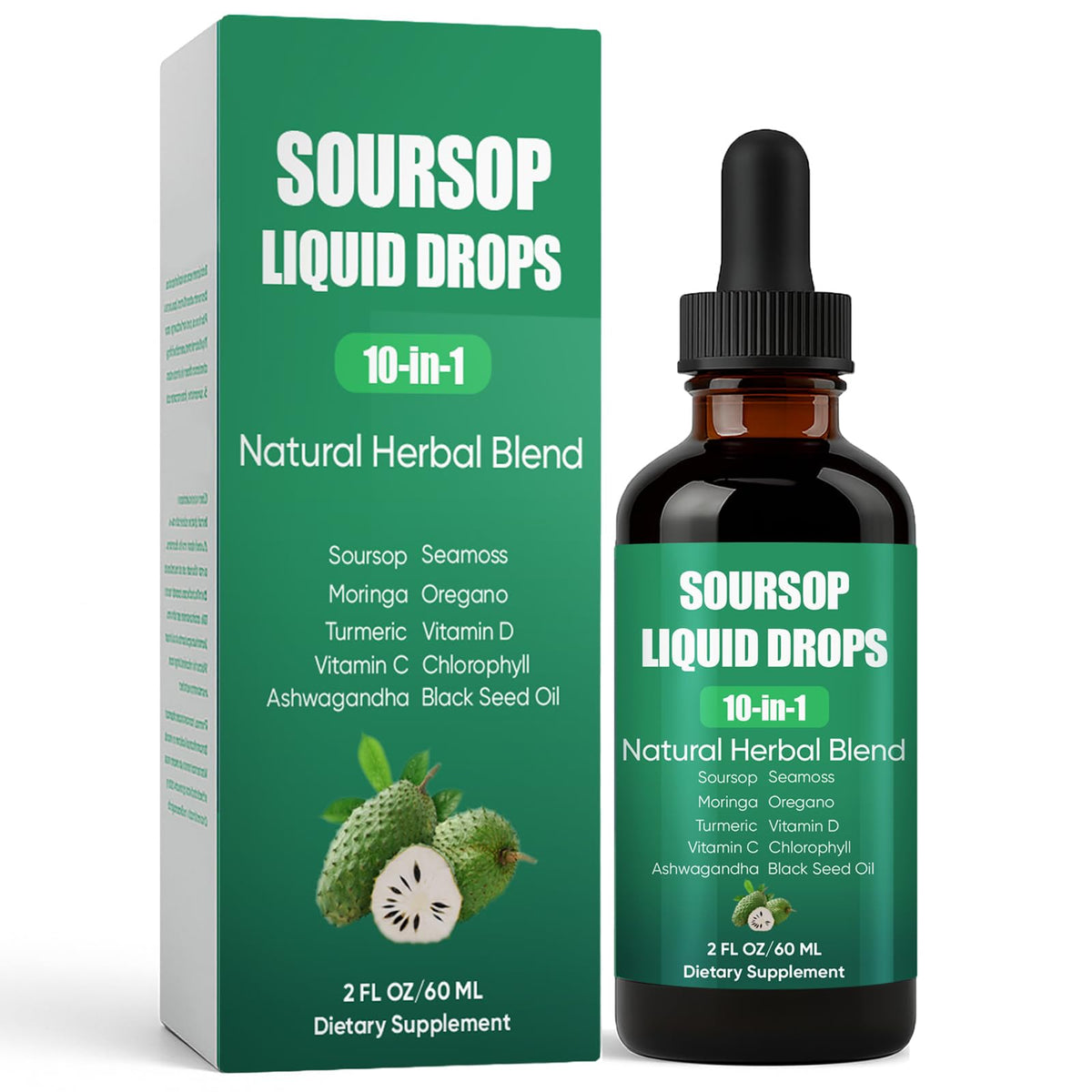 Extrait Soursop 10 en 1 de Shwfhi, bouteille frontale, 12,8 cm