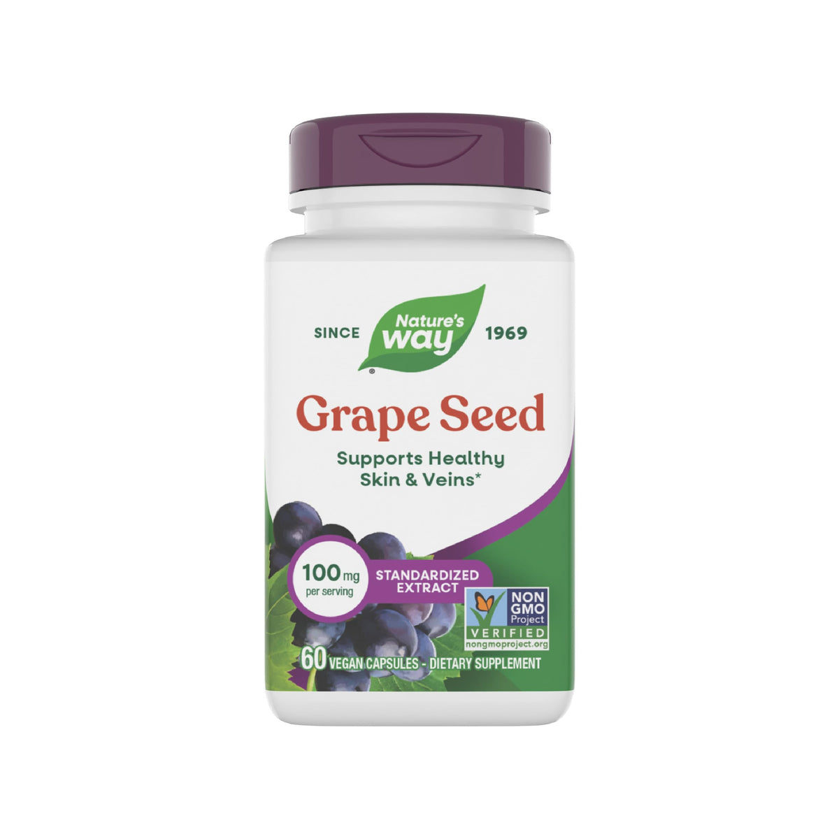 Extrait Standardisé de Pépin de Raisin Nature's Way, 60 capsules