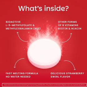 EZ Melts B-Complex Dissolvable 120 Comprimés Saveur Fraise - prise quotidienne