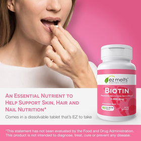 EZ Melts Biotine 5 000 mcg 180 comprimés de côté