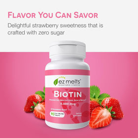 EZ Melts Biotine 5 000 mcg 180 comprimés en utilisation