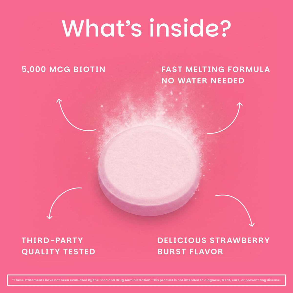 EZ Melts Biotine 5 000 mcg comprimé fondant avec goût de fraise