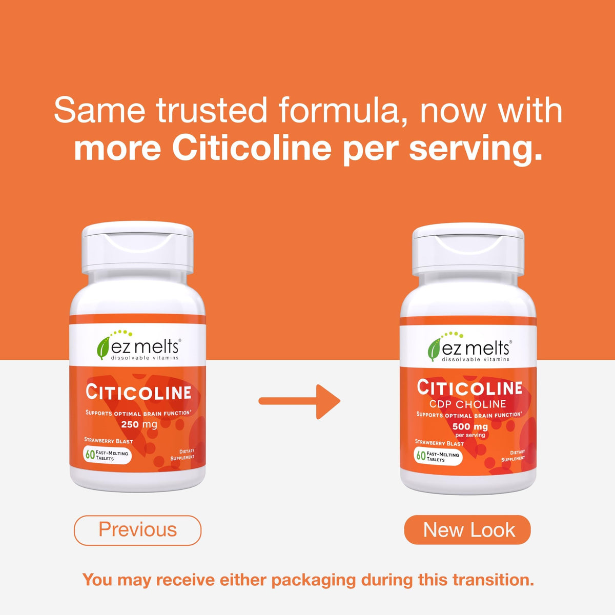 EZ Melts Citicoline 500 mg comprimés dissous sur une cuillère