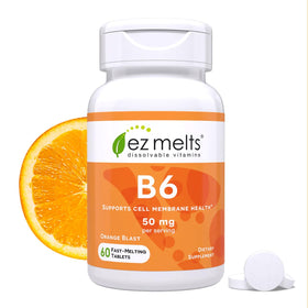 EZ Melts Complément Alimentaire B6 50 mg 60 Comprimés Orange Blast vue de face