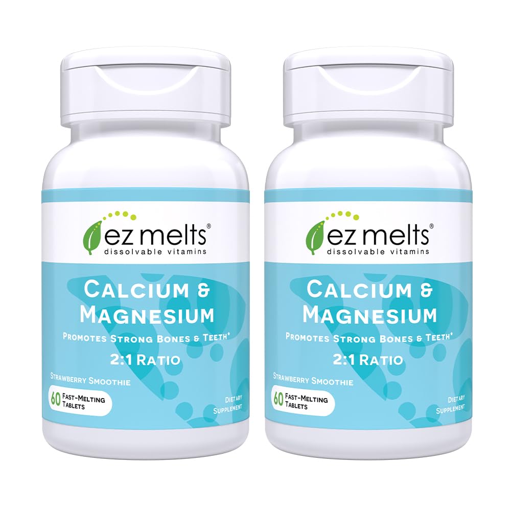 EZ Melts Complément Alimentaire Calcium & Magnésium 120 Comprimés Fraise - Vue de l'emballage